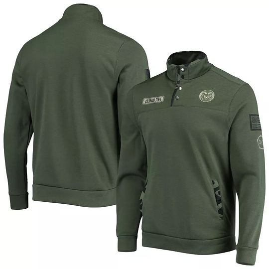 Men's Colosseum Olive Colorado State Rams OHT Military Appreciation Digital Camo Quarter-Snap Jacket, Size: Large, Multicolor