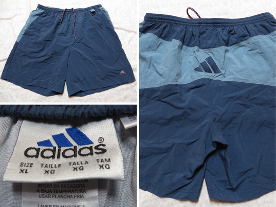 Vintage Adidas Swimsuit Swim Shorts Blue Three Stripes Trunks Nylon 90's Men's Xl