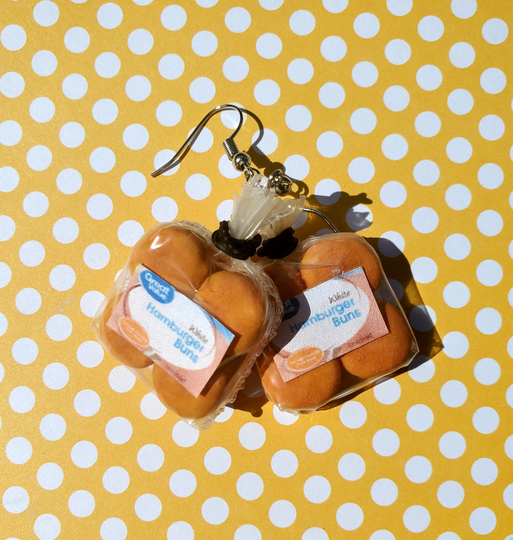 Hamburger Buns Earrings, Bun Miniatures, Summer Bbq Gifts For Her, Food Jewelry, Clay