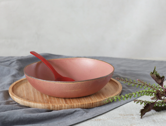 Rustic Pink Ceramic Prep Bowl, Pink - Beige Serving Ceramics Ramen Stoneware Salad Salade