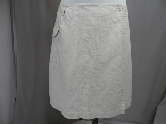Natural Neutral Linen Cotton Blend Short Wrap Sportwear Look Skirt Liz Claiborne Side Pocket Washable Long Mini - Midi Length Mrksz14