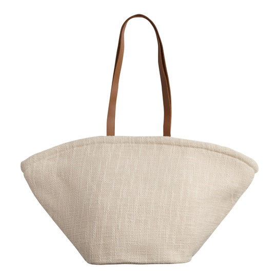 Cream Cotton Textured Tote Bag: White by World Market