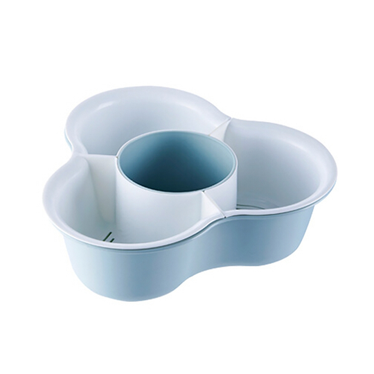 2 Layers Plastic Kitchen Fruit Vegetable Strainer Drain Bowl Storage Basket - blue, l