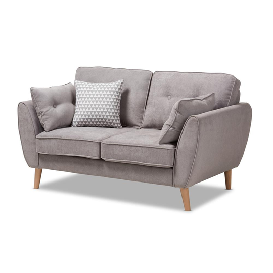 Baxton Studio Miranda Midcentury Grey Polyester/Blend Loveseat in Gray | 145-8211-LW
