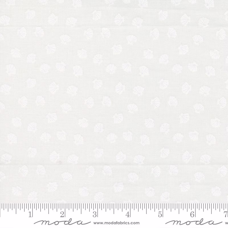 Lucky Shell Blender in Cloud The Sea & Me By Stacy Lest Hsu For Moda Fabrics 20798 13 ... White On Blender, Seashell, Clam Shell