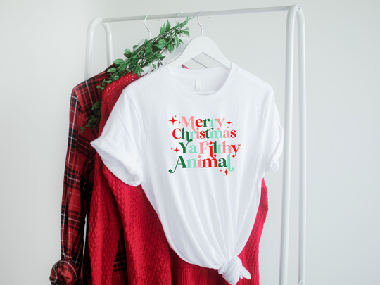 Merry Christmas Ya Filthy Animal, Home Alone T-Shirt, Quote Shirt, Buzz Your Girlfriend, Ugly Sweater Holiday