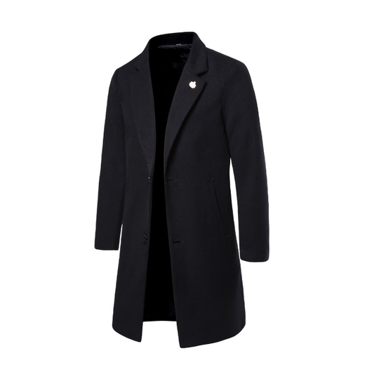 Men's Coat Premium Wool Blend Breasted Long Pea Coat Plus Size - US-S