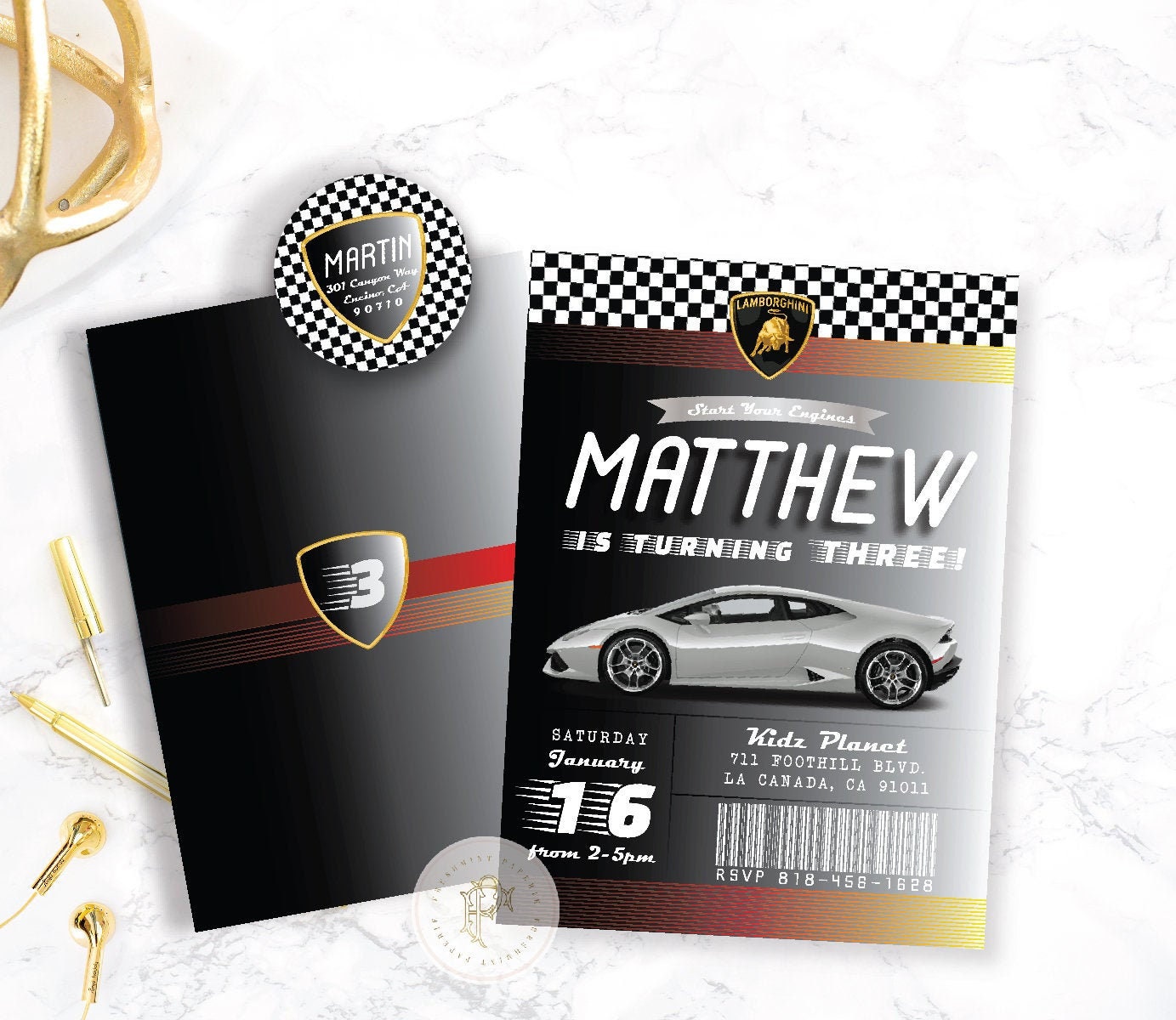 Race Car Invitation - Racing Invitation Lamborghini Boys Birthday Invite Huracan