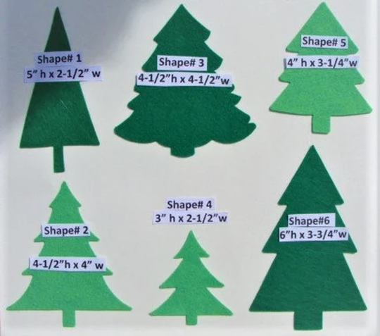 Die Cut Felt Flats-Christmas Trees Wool Blend Needle Craft Applique You Choose Shape & Colors - Board32