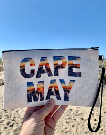 Cape May New Jersey Wristlet, Double Sided Clutch Bag, Gift, Shore