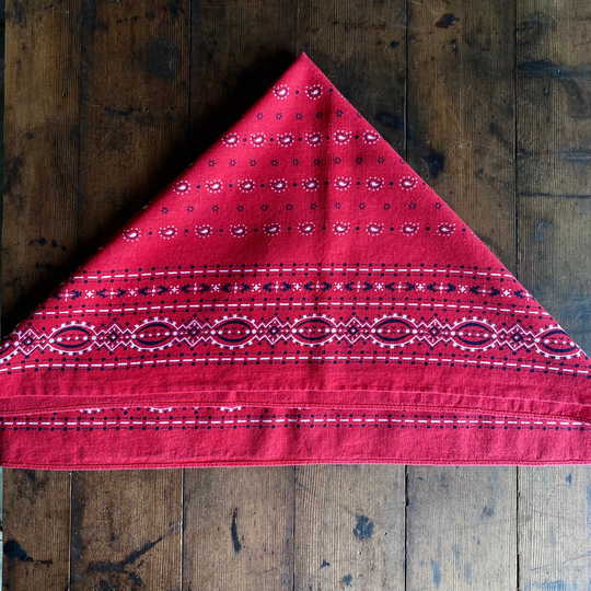 Vintage Elephant Trunk Up Red Bandana