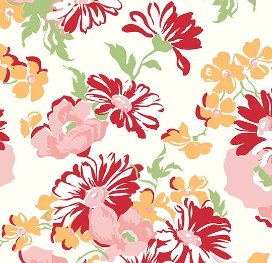 Wide Back Cook Book Daisy By Lori Holt For Riley Blake Designs, Fall Fabric, 1/2 Yard - Cut Continuously, Wb11776-Daisy