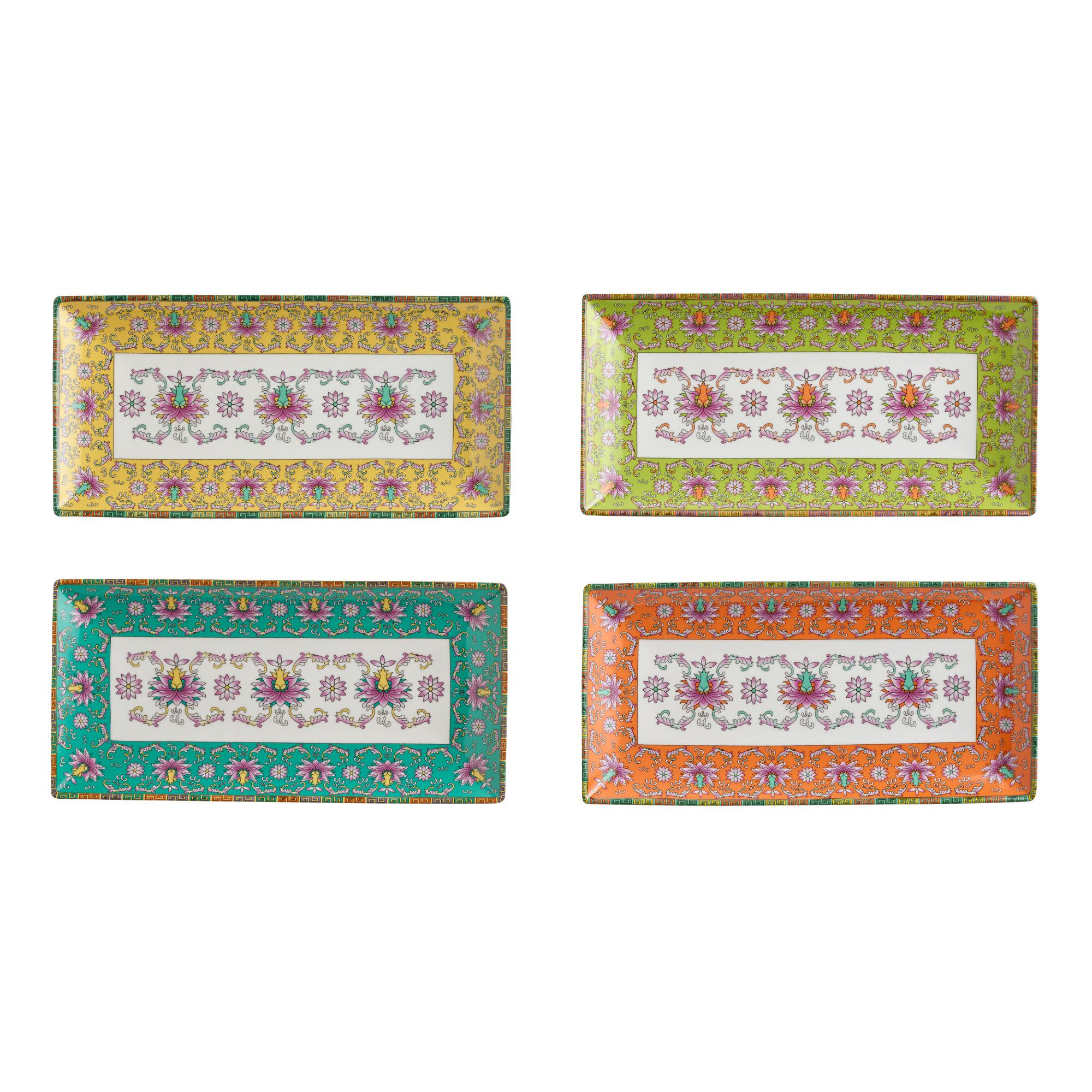 Rectangular Porcelain Shanghai Plates Set Of 4: Multi by World Market