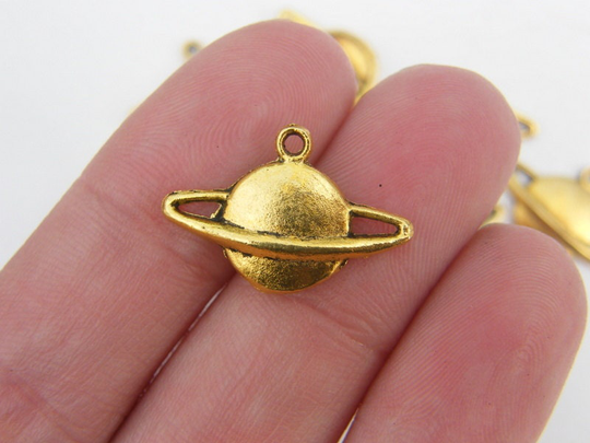Bulk 50 Saturn Planet Charms Antique Gold Tone S204