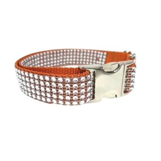 Rhinestone, Orange, Pumpkin Spice, Dog Collar, Bling, Sparkle, Bedazzled, Girl Dog, Wedding Personalize, Engrave, Custom