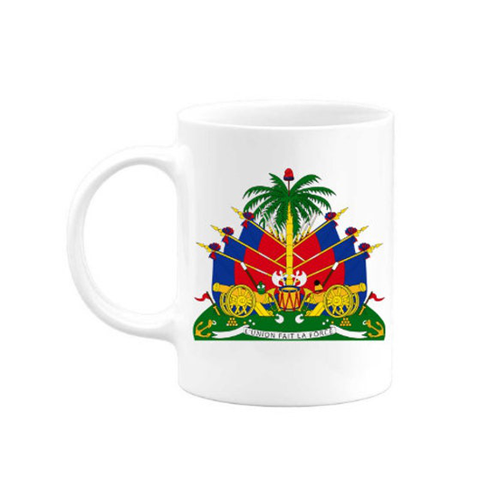 Haitian Flag Emblem Coffee Mugs | 11 Ounces
