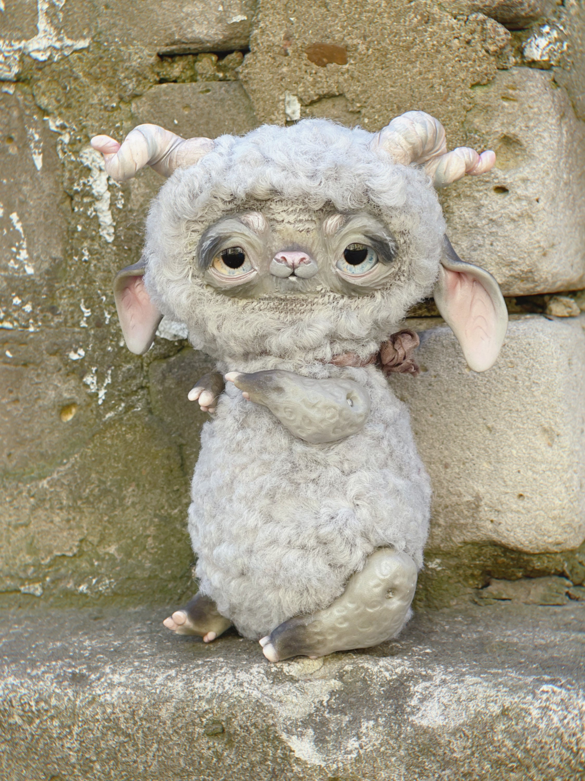 Grey Ram Ooak Art Doll