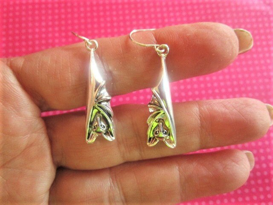 Bat Hanging Upside Down Earrings