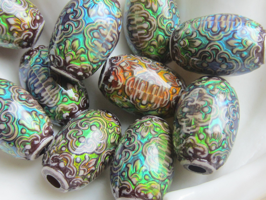 Restocked Mood Bead Polymer Clay Heat Sensitive Persian Beauty 13mm X 21.5mm Barrel 1
