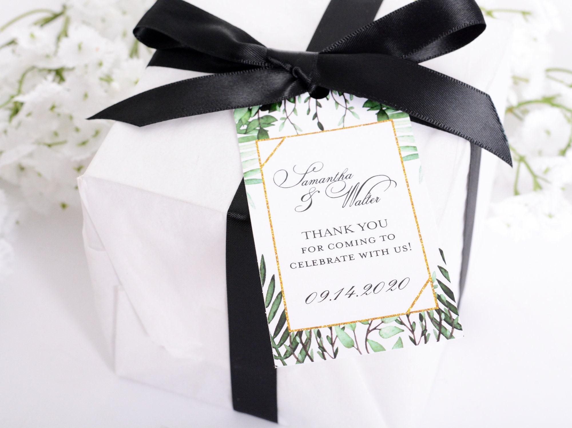 Wedding Favor Tags - Wine Bottle Tags, Box Card, Bag Custom Geometric Hanging #wtg-301
