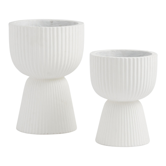 White Cement Fluted Pescadero Outdoor Patio Planter by World Market