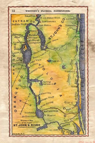 137 Headwaters Of The St. John's River Florida Vintage Map, Vintage Map Art, Florida Vintage Map, Old Map, Antique Maps, Map Vintage, Map Art Vint