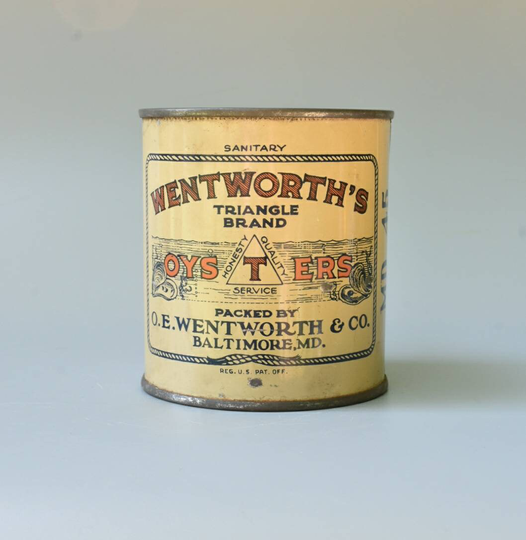 Oyster Tin Wentworth's Triangle Brand Pint Advertising Can From Baltimore Md