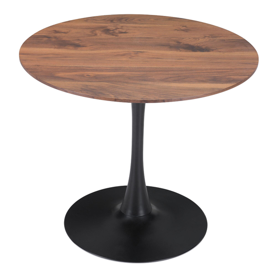 Round Wood and Black Metal Tulip James Dining Table: Brown - Small by World Market