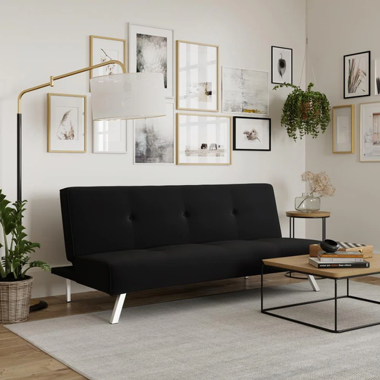 Serta Sutton Modern Black Polyester/Blend Reclining Sofa | SOP3SSFBK