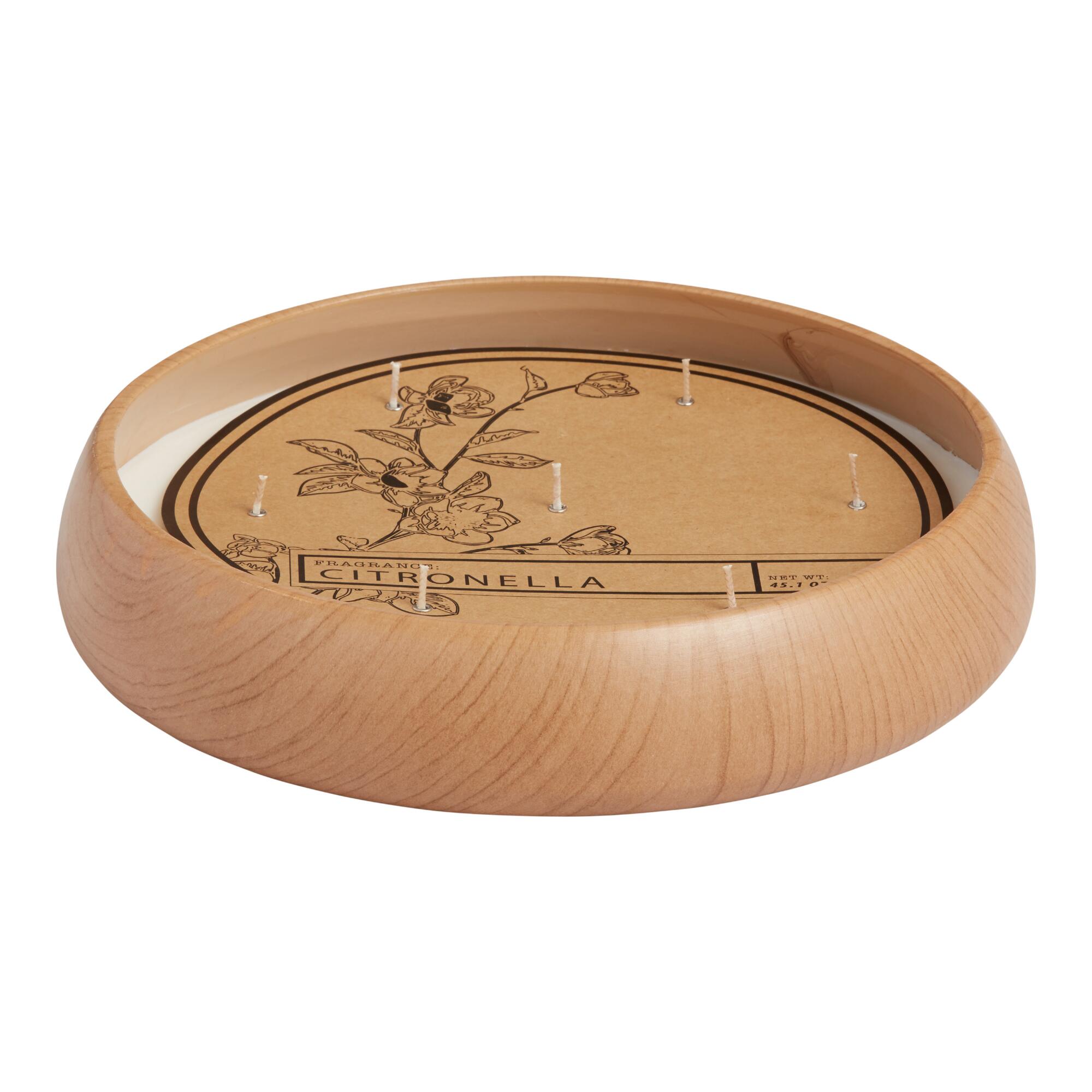 Faux Wood 6 Wick Citronella Candle - Wax by World Market