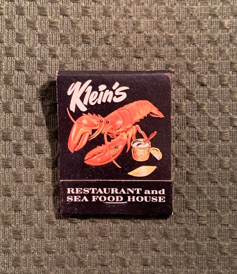 Vintage Matchbook, Kleins, Seafood, Restaurant, Pittsburgh, Pennsylvania, Pa, with 20 Match Sticks, Free Ship in Usa