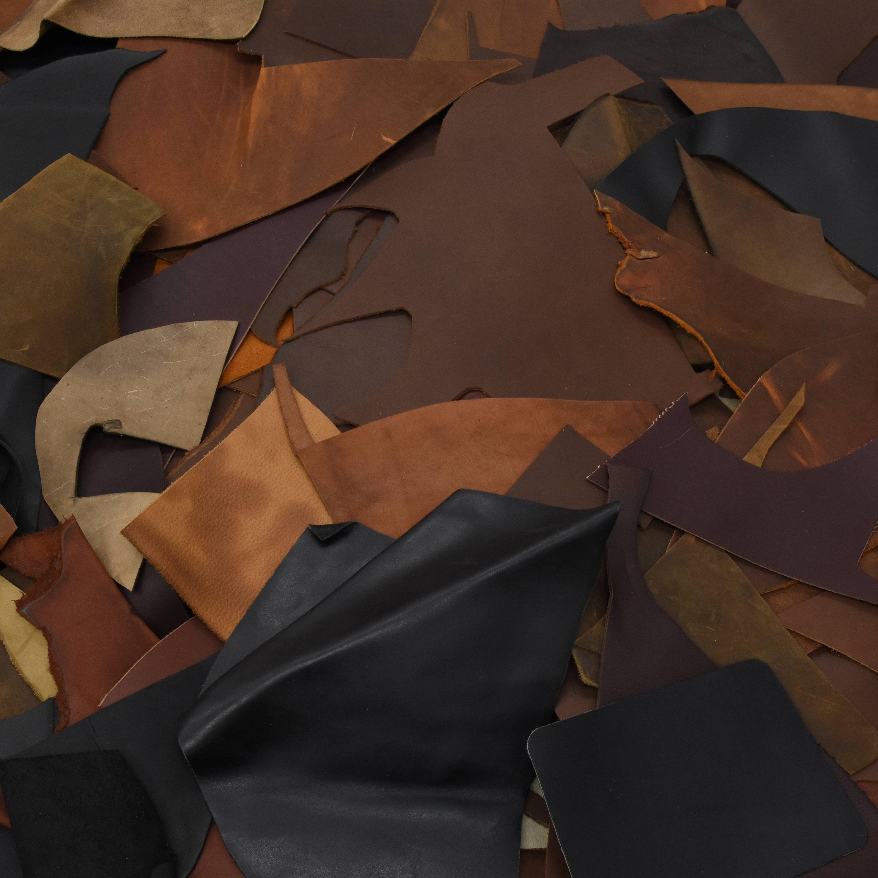 Genuine Cowhide Leather Scraps, Oil Tan Leather, Small Remnants, Natural Earth Tones, For Projects, The Guy