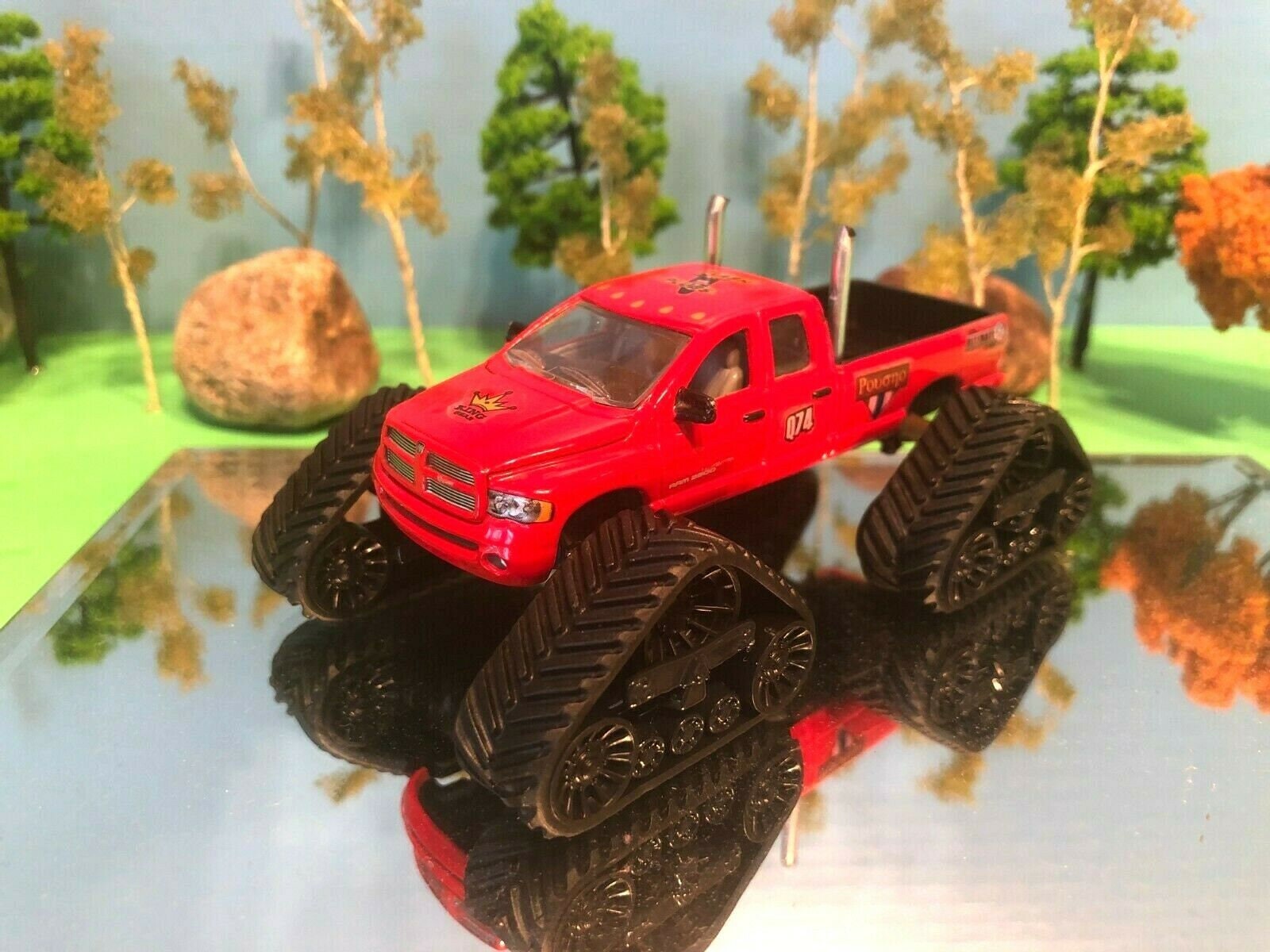 1/64 Custom Lifted, Dodge Ram 2500, Ertl, Quad Trac, Dual Exhaust Pipes, Very Detailed, Farm Toy, Decals