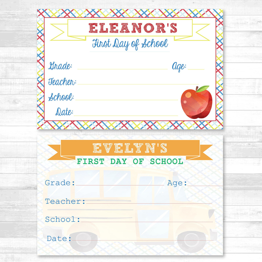 First Day Of School Personalized Laminated Sign | Yearly Back To Photo Prop Reusable Wipeable Dry Erase Write-In