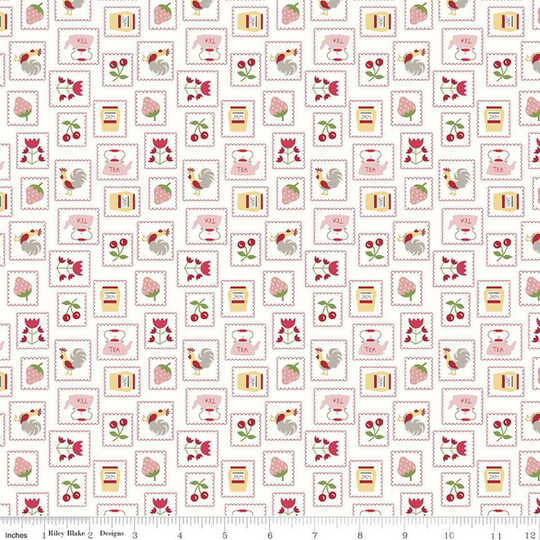 Lori Holt Cook Book Stamps Red Fabric From Riley Blake