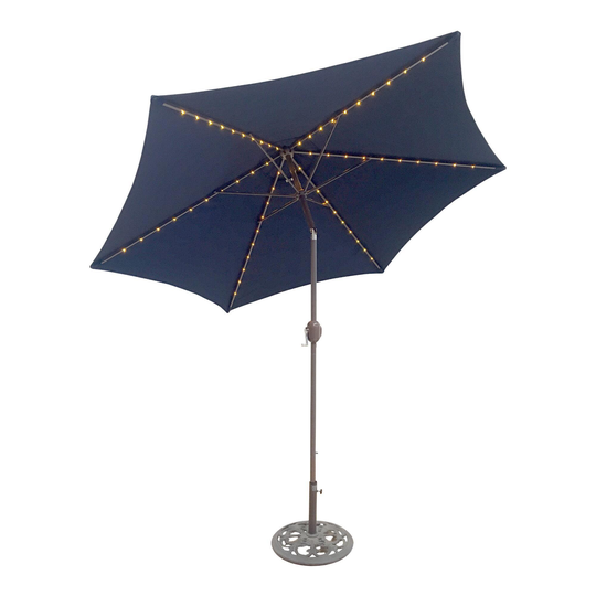 9 Ft Tilting Patio Umbrella With Lights: Natural - Fabric by World Market