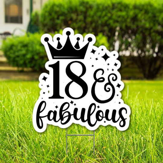 30" 18 & Fabulous Animal Print 50Th Birthday Yard Sign Party Decoration Supplier