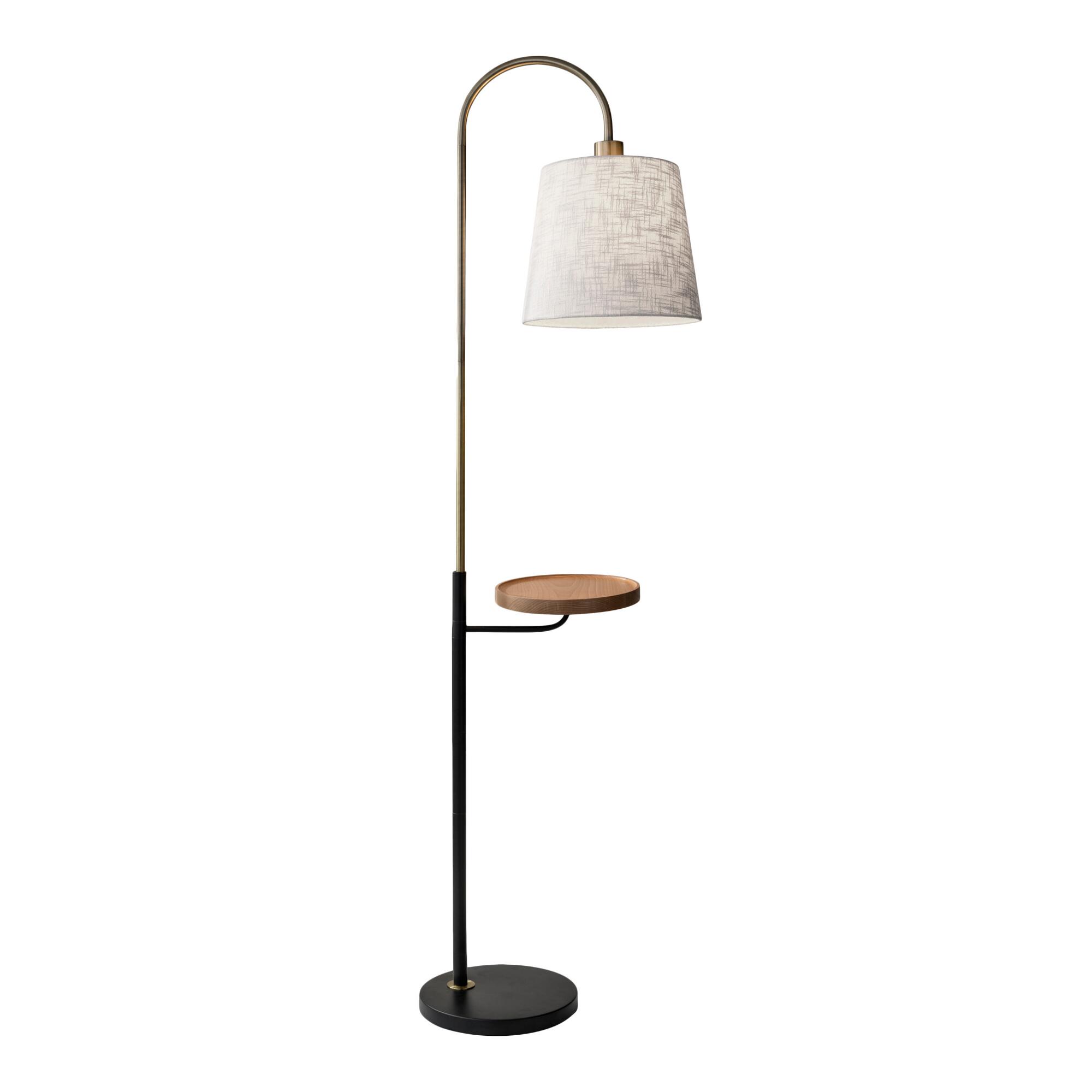 Wood and Metal Granada Floor Lamp with USB Port and Shelf by World Market