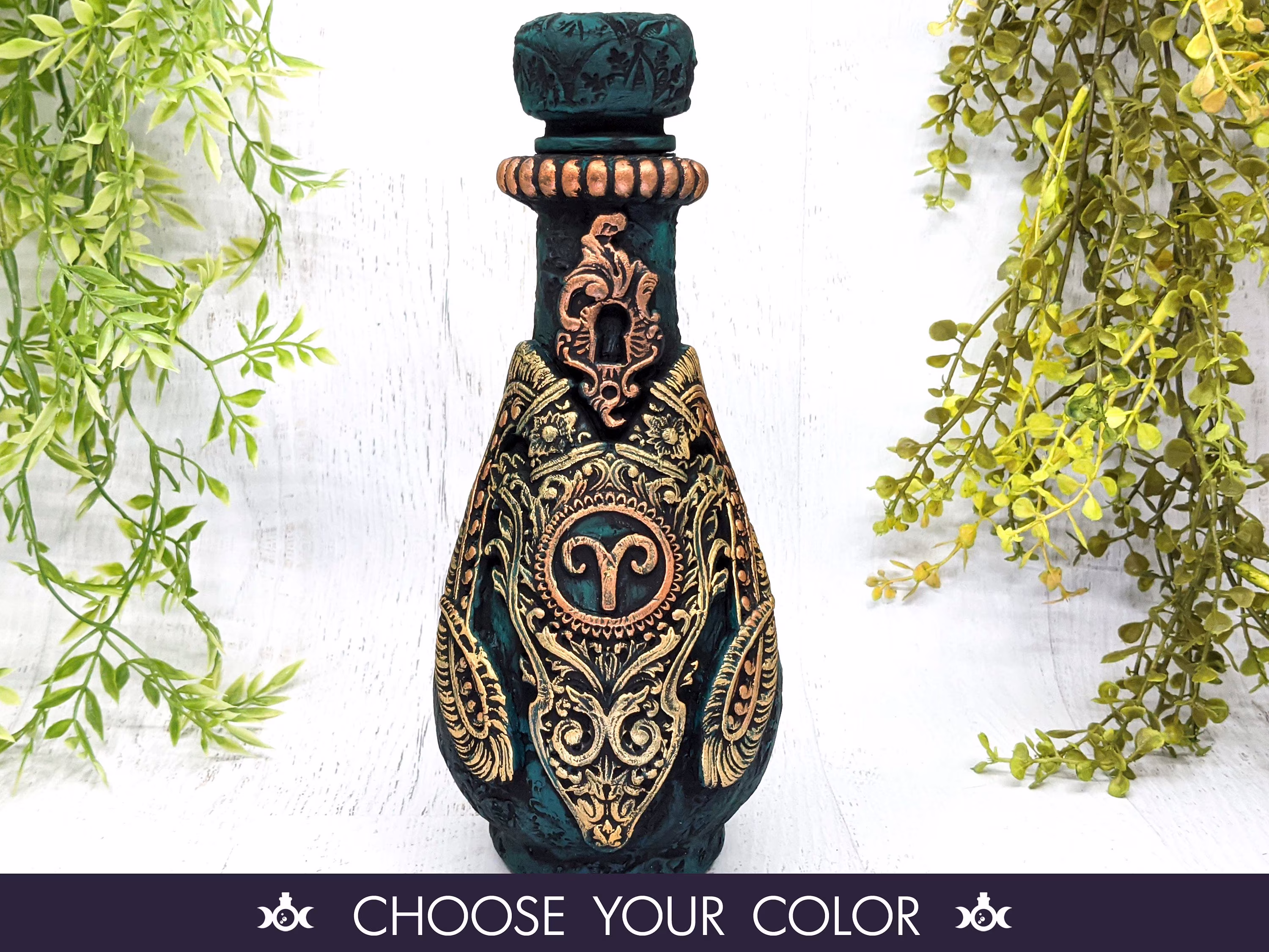 Aries Apothecary Jar Potion Bottle, Ram Zodiac Astrology Celestial Decor, Pagan Gift Wiccan Altar Witchy Decor Art, Witchcore Gothic Urn