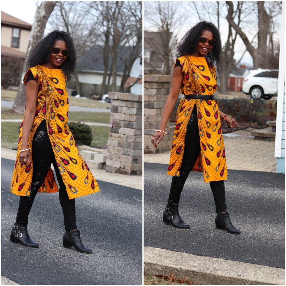 African Top Jacket Women's Sleeveless Ankara With Side Slits Africa Fashion Summer Dress Loose Fit