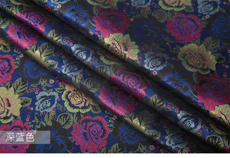 35Width Rose Floral Red Blue Purple Tapestry Brocade By Yard Sewing Coaster