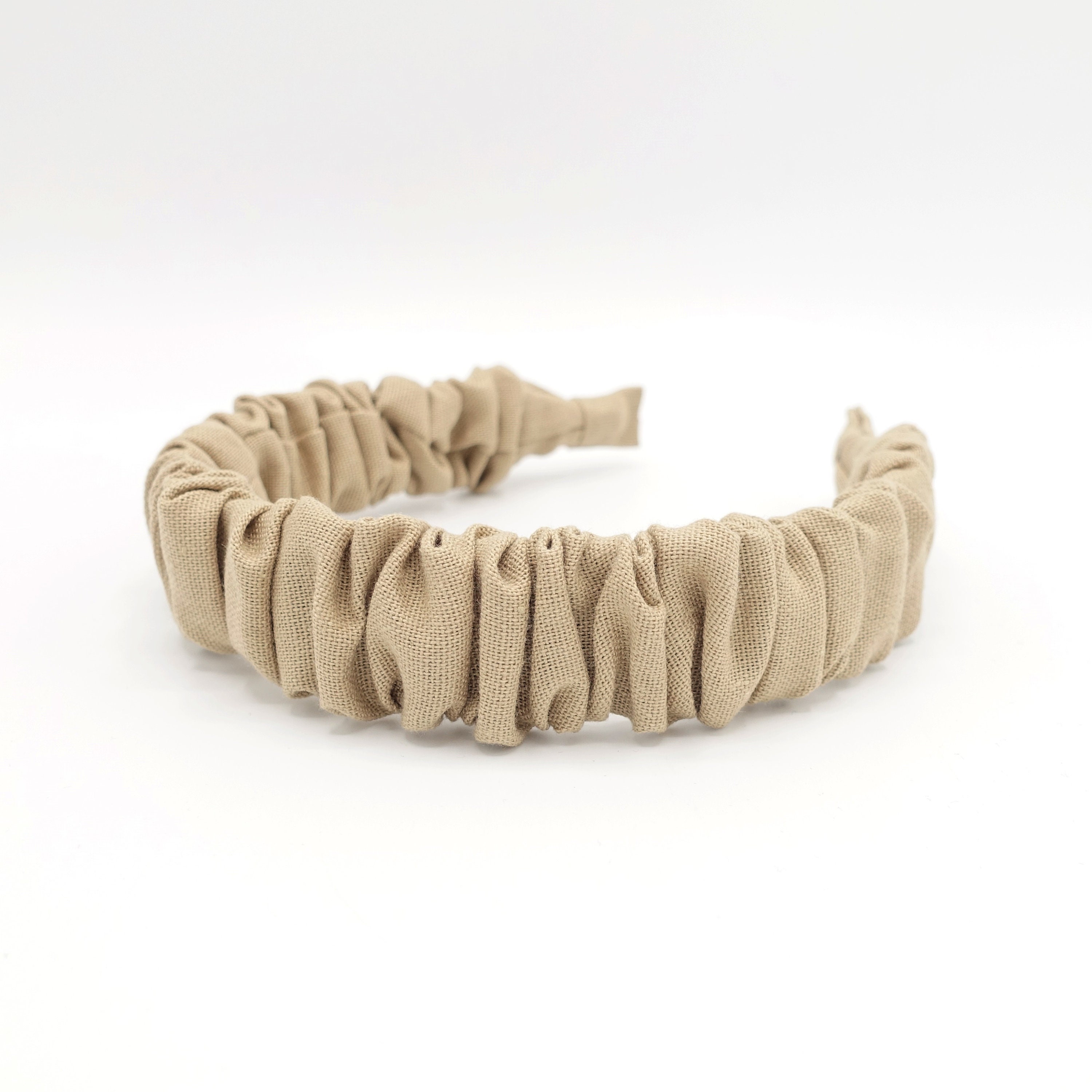 Linen Blend Headband Ruched Hairband For Women
