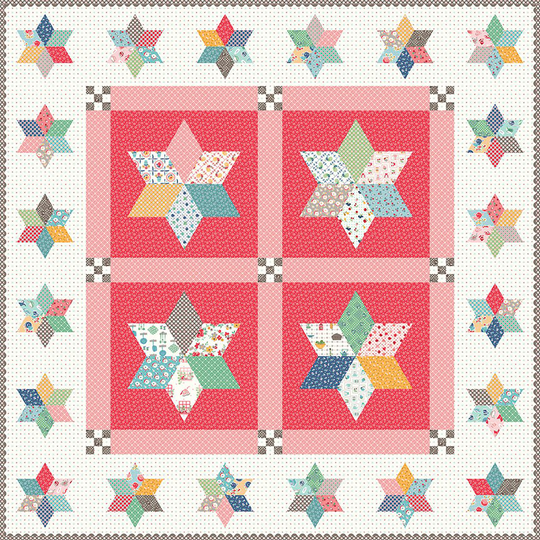 Sale Pot Luck Stars Boxed Quilt Kit Kt-11750 - Riley Blake Designs Cook Book Box Pattern Fabric Rulers Quilting Cotton