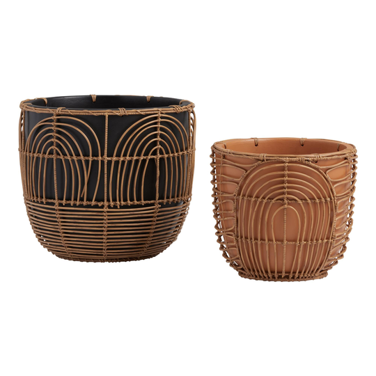 All Weather Wicker and Cement Mikka Outdoor Patio Planter: Brown by World Market