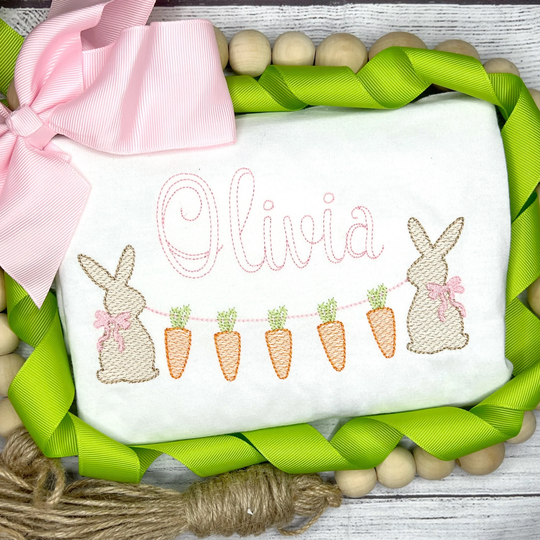 Girls Easter Shirt/For Personalized Embroidered Bunny