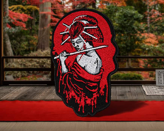 Female Samurai Patch Embroidered Woman Iron-On Ninja Hook & Loop Japan Embroidery Bugeisha Custom Morale Gift