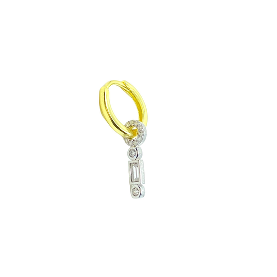 Baguette Drop Earring Dainty Dangle 925 Sterling Silver Gold Vermeil Delicate Dangling Huggie Mini Bezels