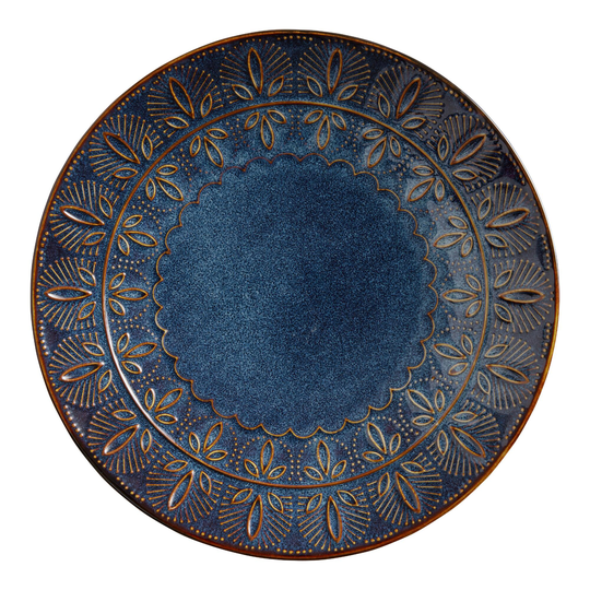 Indigo Blue Embossed Willow Salad Plate - Stoneware by World Market