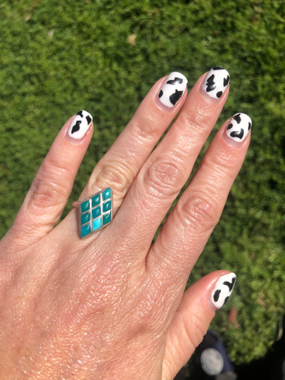 Vintage Diamond Turquoise 9 Stone Ring