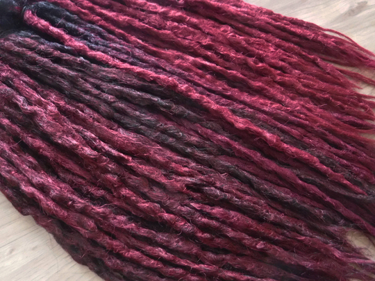 Synthetic Dreadlocks Two Tone Blend Crocheted Set - Color Transition Mix Half 40 Ends Sharpie Thick Long 16"-20"